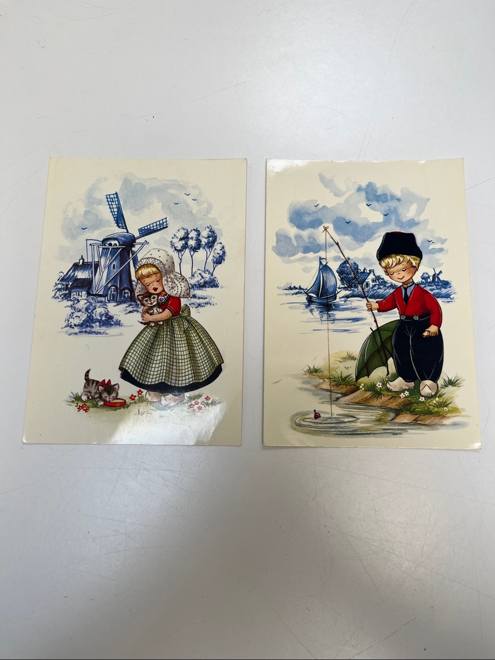 Vintage Lot of 2 Dutch postcards 
Little Dutch girl, Little Dutch boy
1970’s